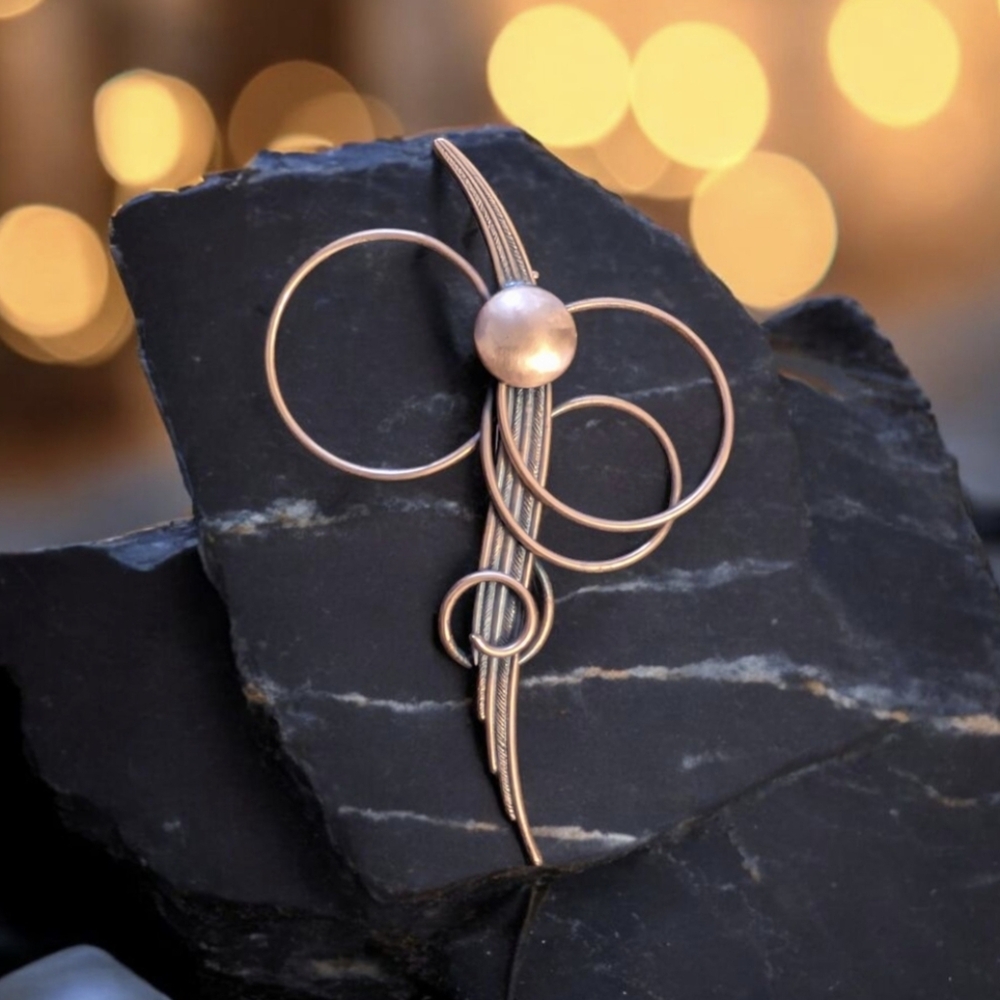 Modernist, Abstract Copper Brooch